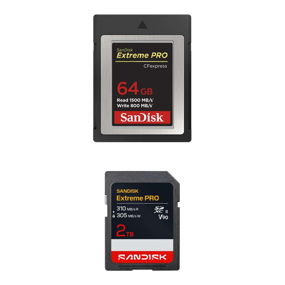 SanDisk Kit de Memoria 64GB Extreme PRO CFexpress Type B y 2TB SDXC UHS-II