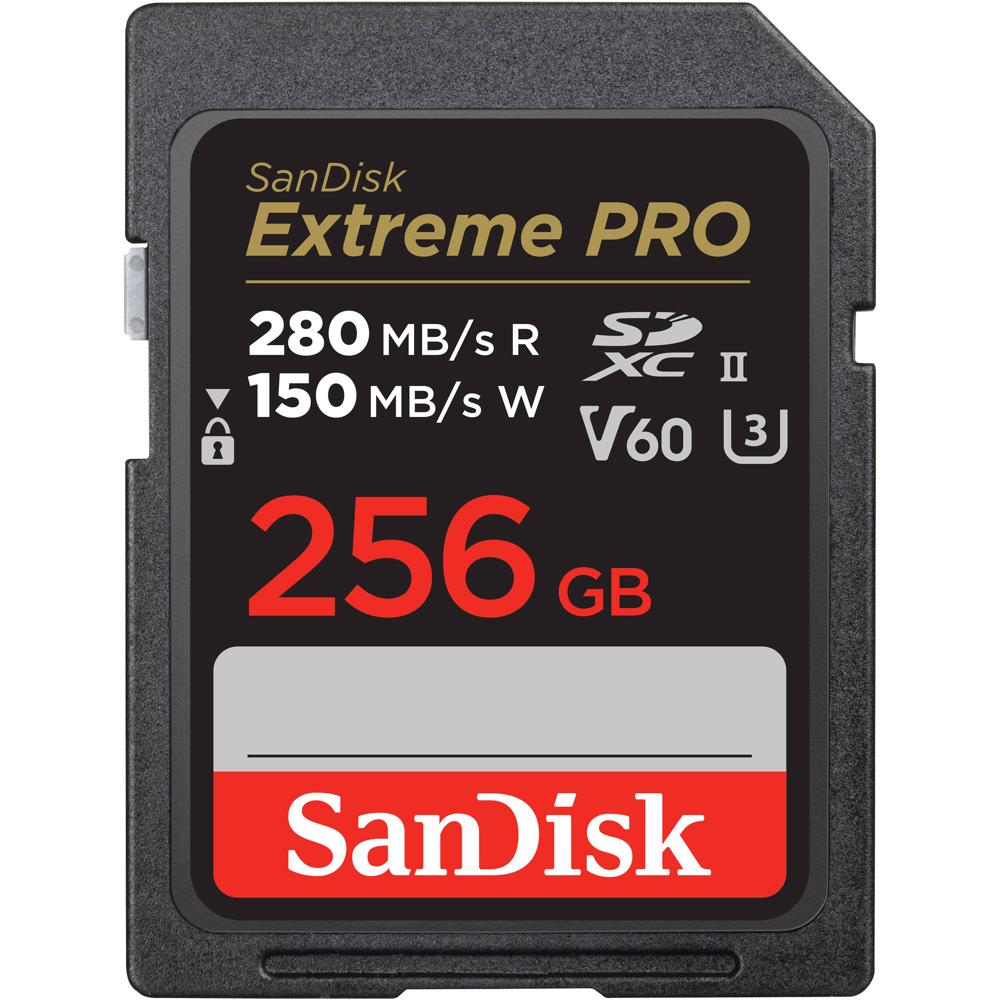 SanDisk Extreme PRO UHS-II SDXC 256GB - 280 MB/s lectura, 150 MB/s escritura, V60, resiste