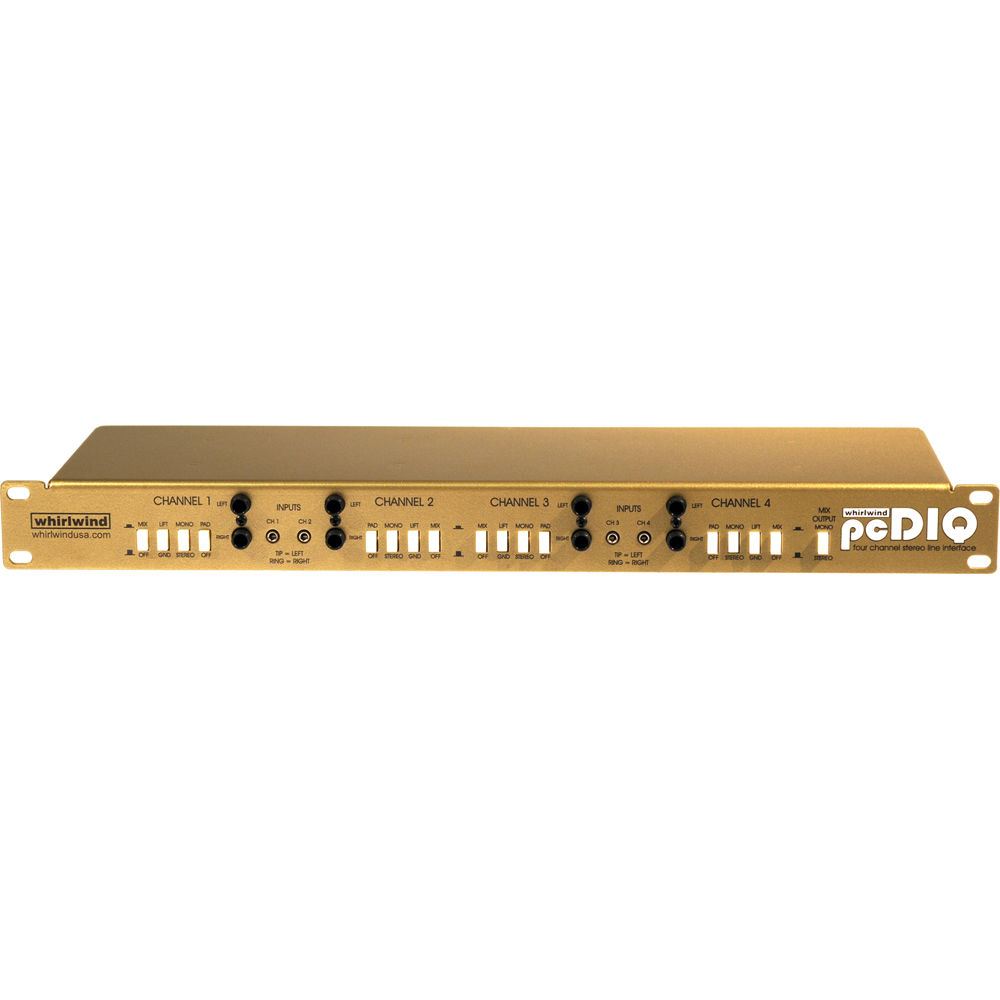 Whirlwind Rackmount DI pcDIQ 4-Channel con Salida Sumada, Entradas 1/4"", 3.5mm y RCA, Inte