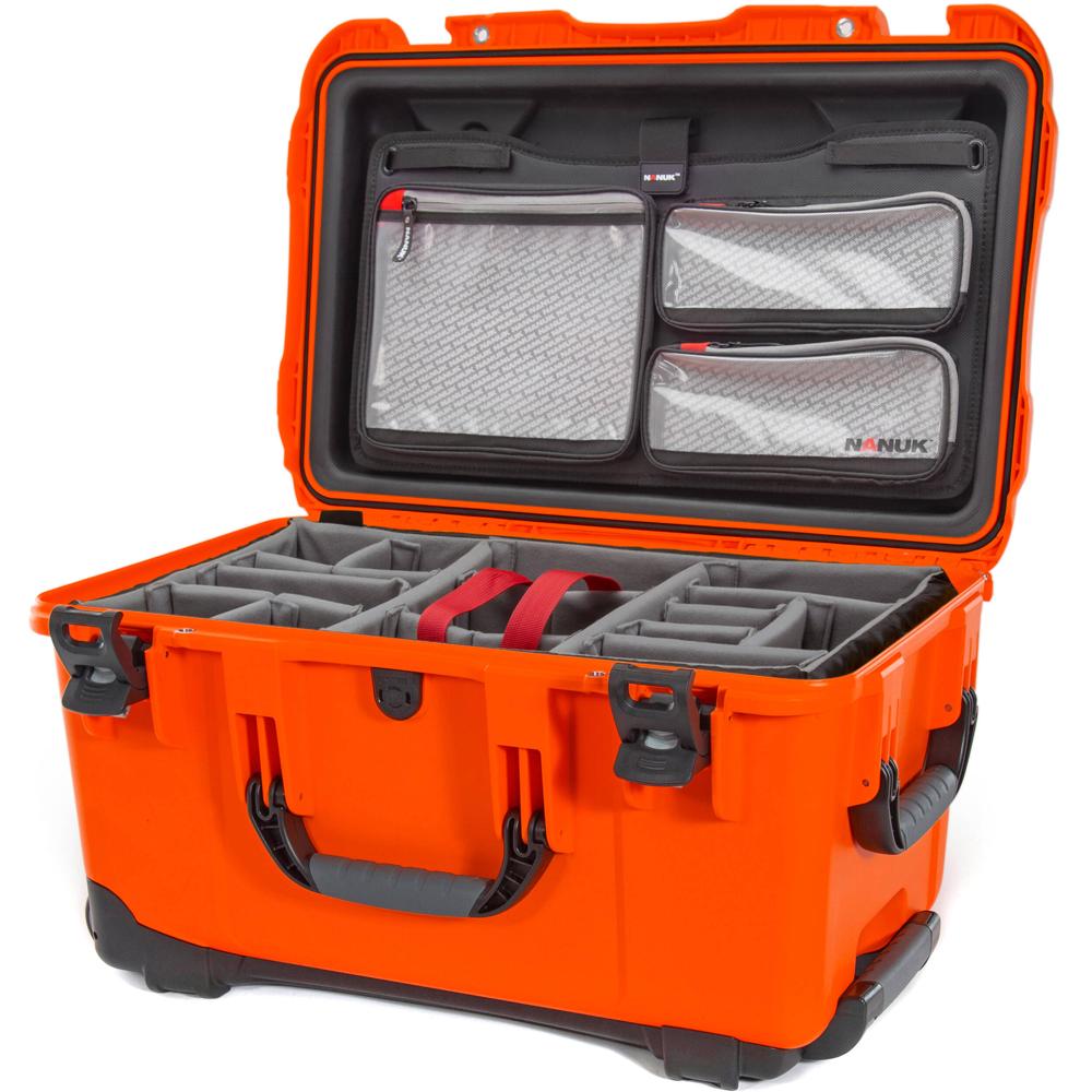 Nanuk 938 Funda Dura con Ruedas y Kit Pro para Fotografía Naranja 51.1L, Impermeable, Res