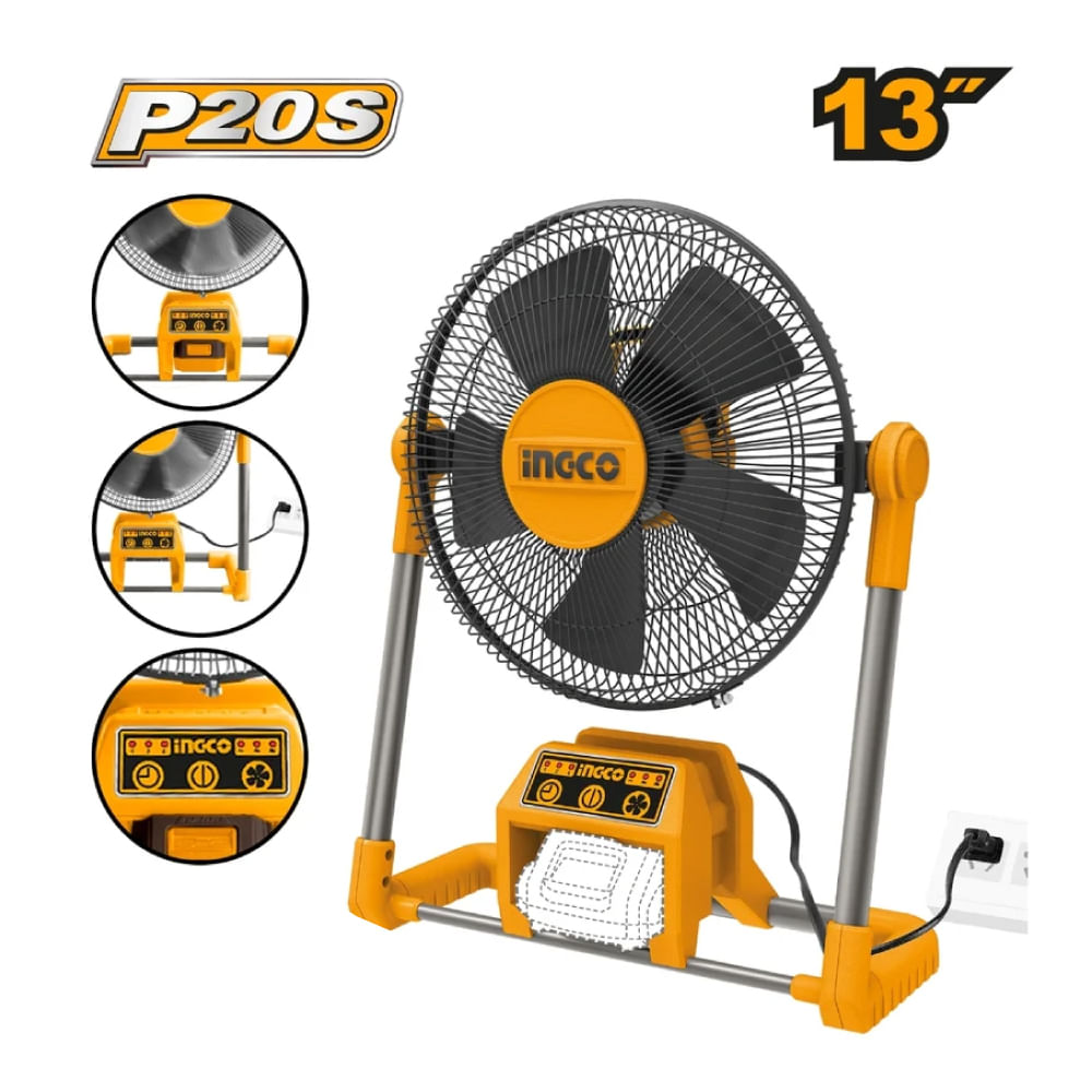 VENTILADOR INALÁMBRICO E ELÉCTRICO INGCO 20V Y 220V CFALI2001