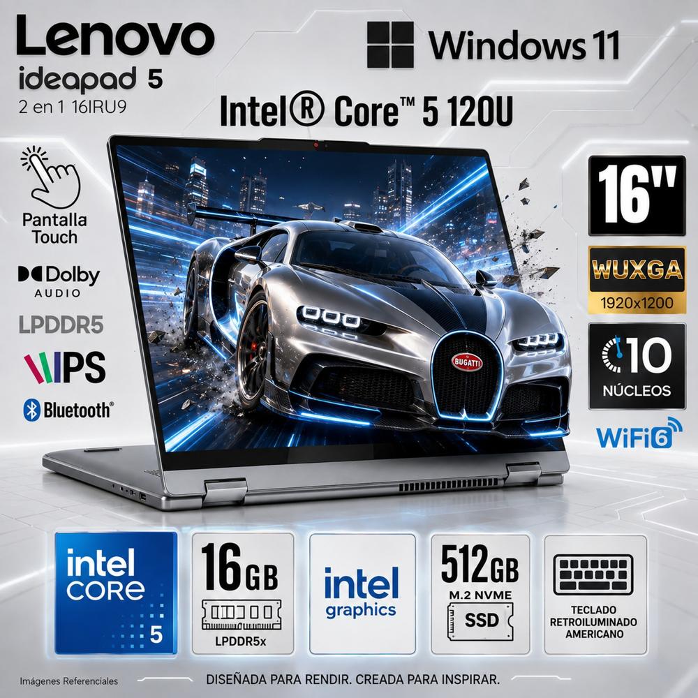 Laptop Lenovo 5 16IRU9 2-in-1 Core 5 120U 16GB 512GB SSD 16 Touch Win11 83DU004VUS