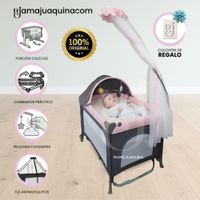 Cuna Corral Mecedora de Lujo LAWRENCE Light Pink con Colchón