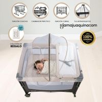 Cuna Corral Mecedora YONAGUNI Beige con Colchón