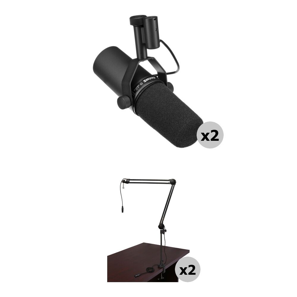 Shure SM7B Kit de Micrófonos Dinámicos para 2 Personas con Brazo de Transmisión