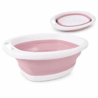 Lavadero Tina Plegable de Silicona Multifuncional Portátil con Asas Rosado