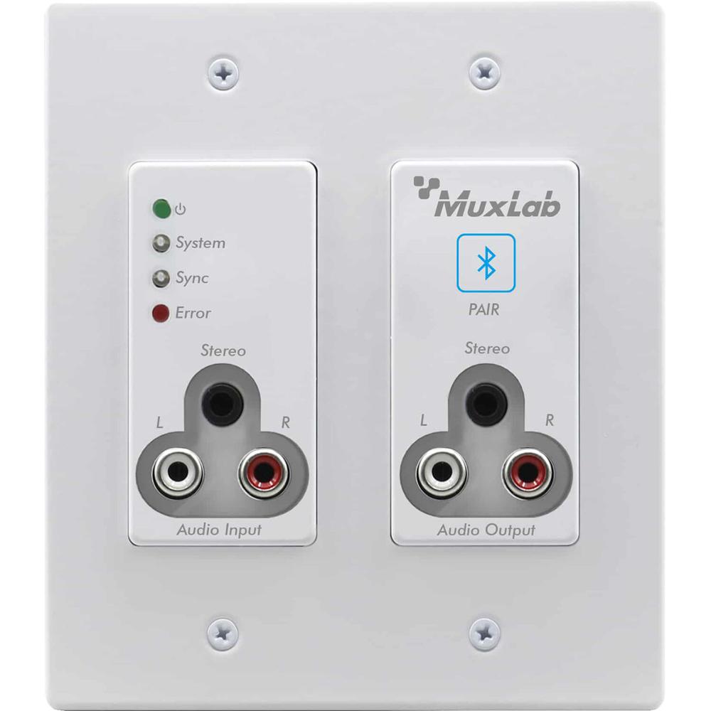 MuxLab Panel de Audio Bluetooth y RCA/3.5mm a Dante - Soporte AES67, PoE, Color Blanco