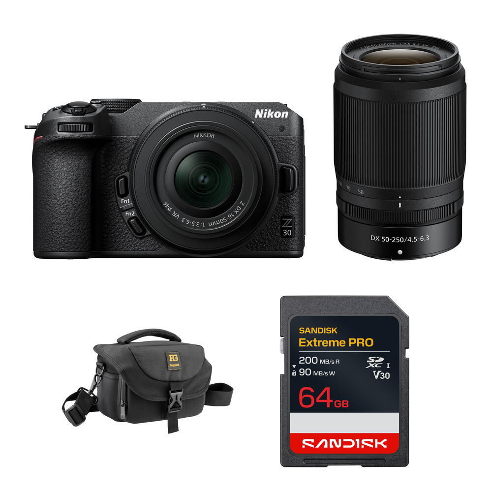 Nikon Z30 Cámara Sin Espejo con Lentes NIKKOR Z DX 16-50mm y 50-250mm, Sensor CMOS de 20.