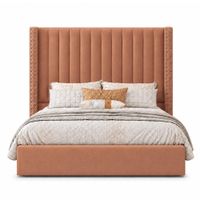 Cama Tapizada Listón con Tachuelas LeMueble Durazno 1.5 Plz