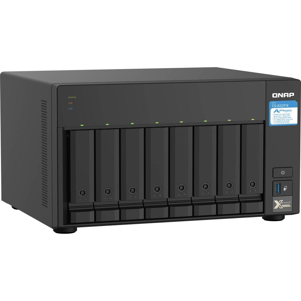 QNAP TS-832PX-4G NAS Enclosure 8-Bay con Procesador Quad-Core 1.7 GHz, 4GB DDR4 RAM, 2x 2.