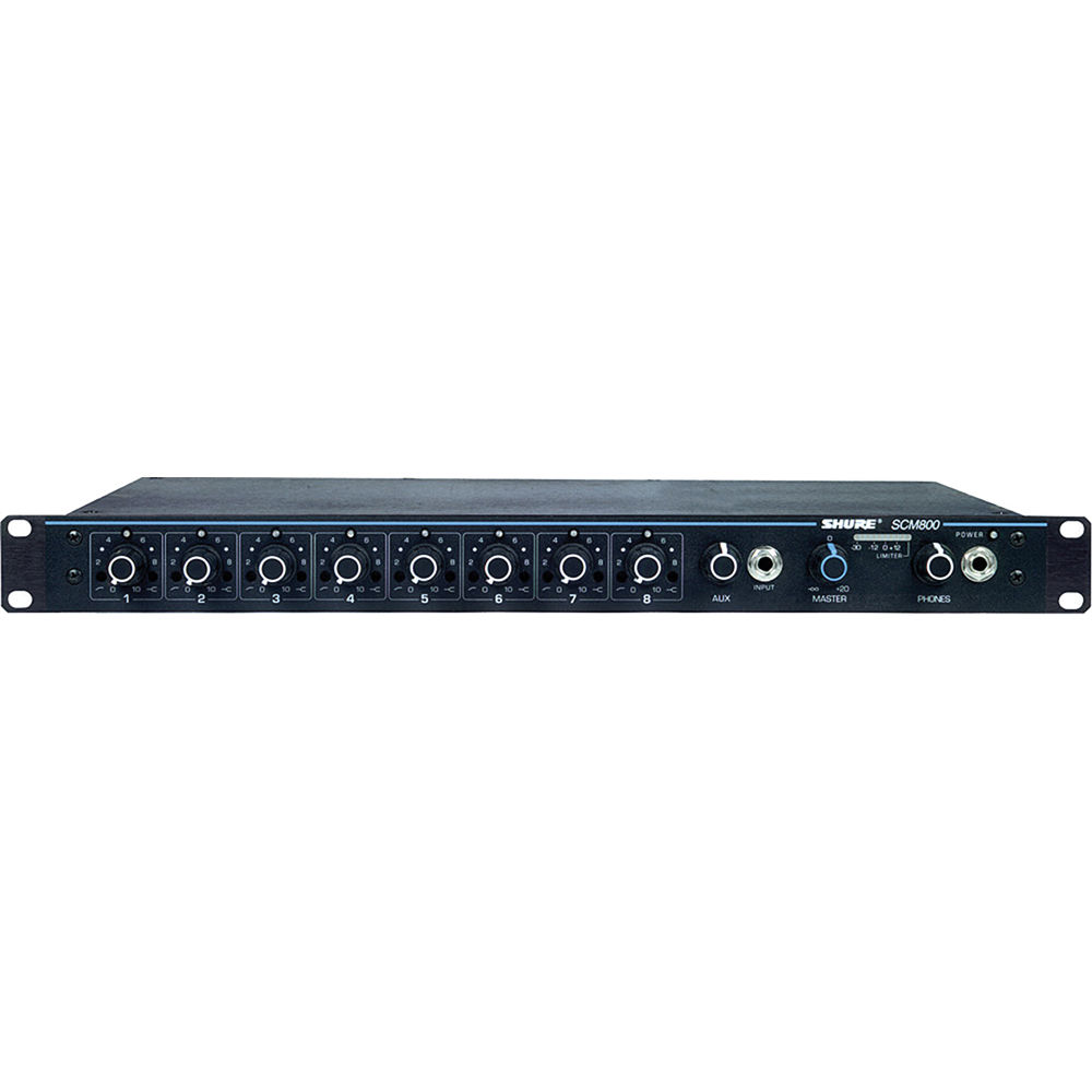 Shure SCM800 Mezclador de Micrófono de 8 Canales con Alimentación Phantom de 48V y Limit