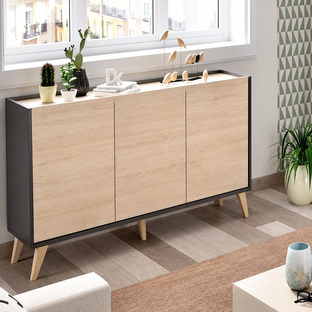 Aparador Vintage Cheryl Ventitas Home Negro y Rovere