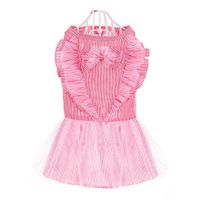 VESTIDO MASCOTA TUL RAYAS Y RUFFLE RAYAS ROJAS TALLA XXL
