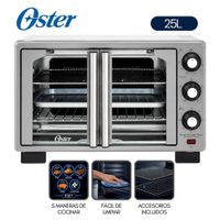 Horno con freidora de aire Oster de 25 litros puertas francesas TSSTTV25FDMAFNS