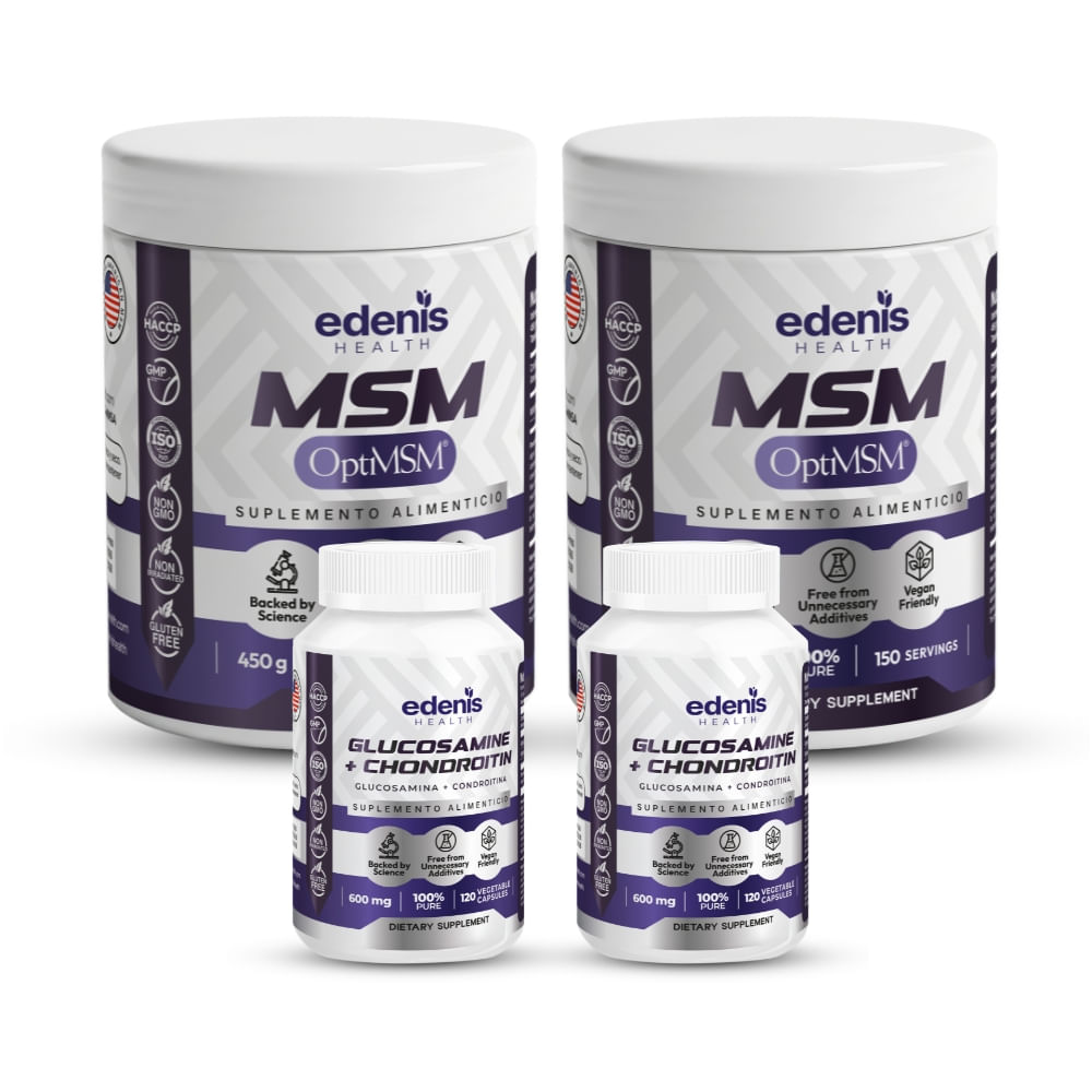 Pack 2 Metilsulfonilmetano MSM Glucosamina Condroitina Edenis Health