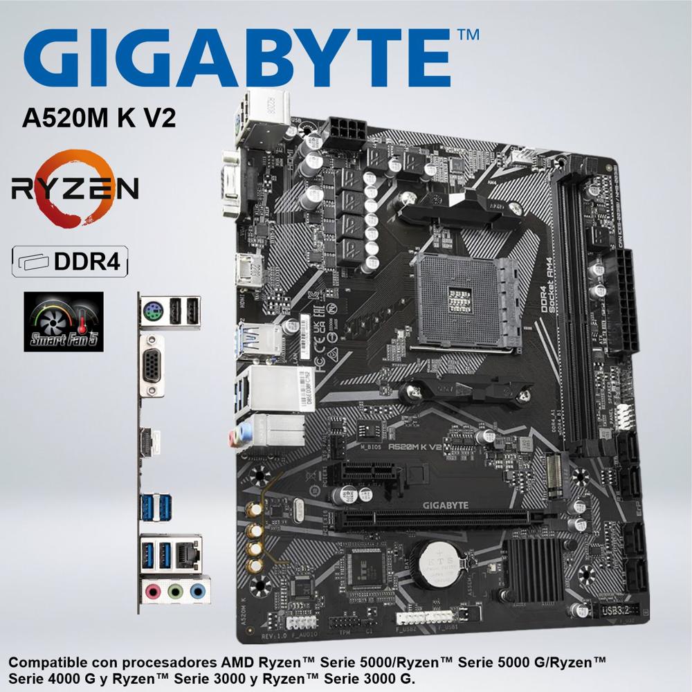PLACA GIGABYTE AMD RYZER A520M K V2 DDR4