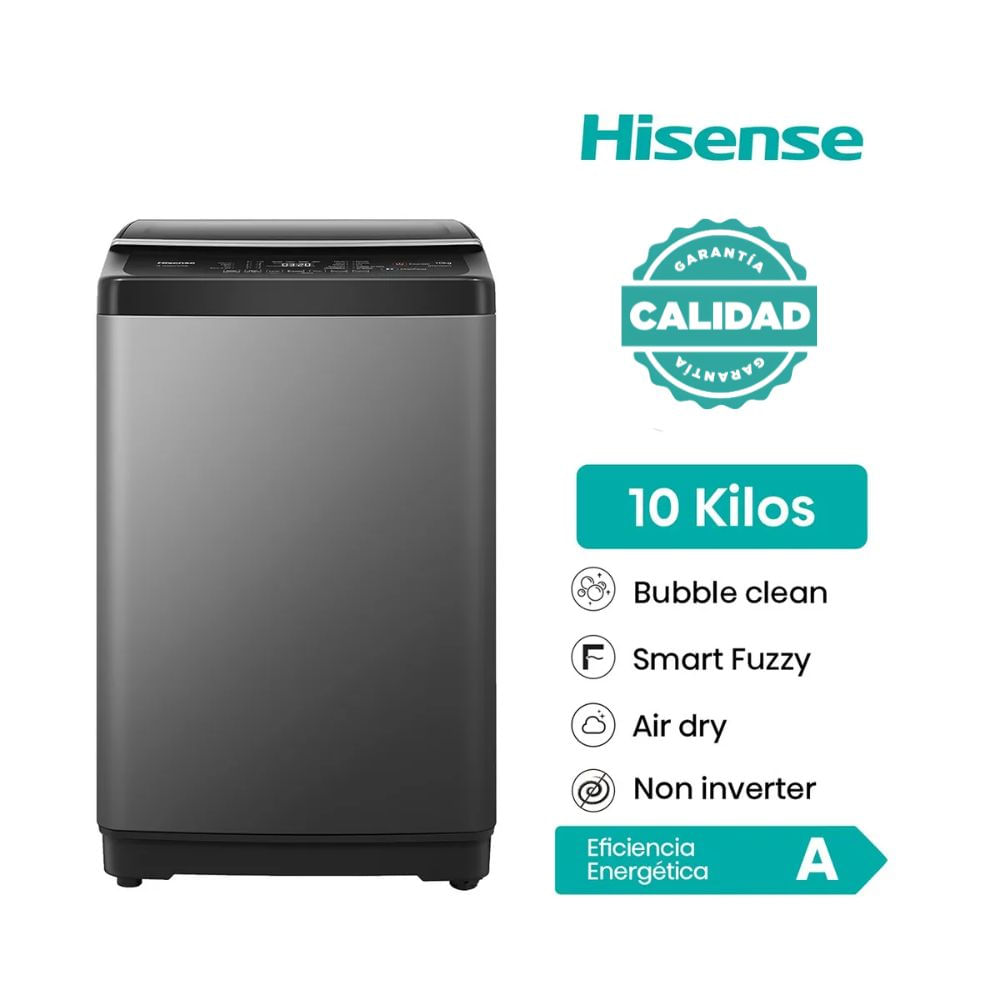 Lavadora Hisense10 Kg Carga Superior Automática WT3J1023UT - Negro Claro