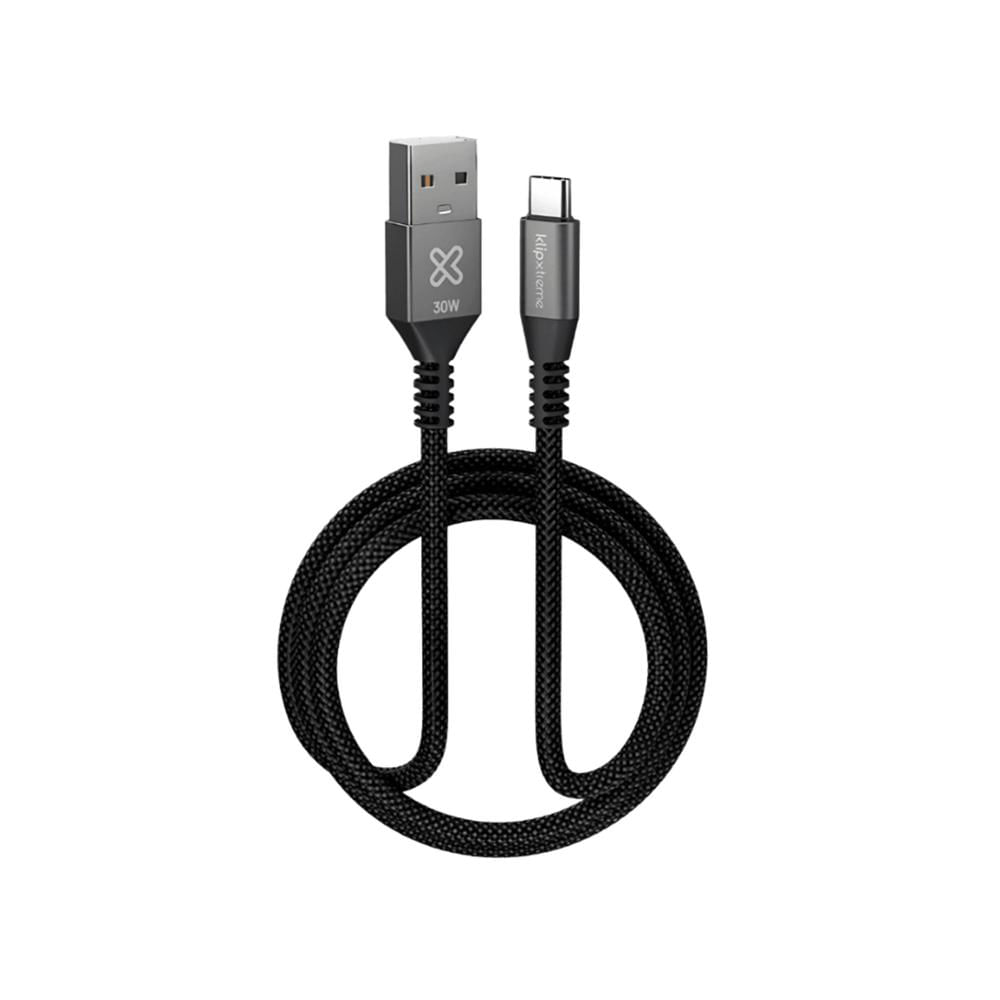 CABLE KLIP XTREME USB-A A USB-C POWERGO 050 1 METR0 30W CARGA RÁPIDA TRENZADO - KAC-050-3FT
