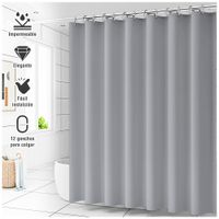 Cortina de Baño Impermeable Premium 180x180 Plomo U88