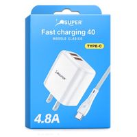 Cargador Rápida 4.8A con Cable Micro USB a C Carga Inteligente