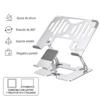 Soporte 2 En 1 Para Laptop Y Celular De Aluminio Ajustable Plegable Con Rotación De 360