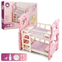 Cuna Camarote Rosada para Muñecas con Accesorios
