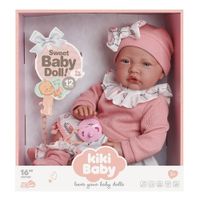 Muñeca Tipo Reborn Kiki Baby Ropa Rosada 40 cm mas 12 Sonidos