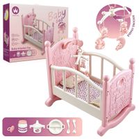 Cuna Rosada para Muñecas con Accesorios