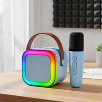 Mini Parlante con Micrófono Altavoz Bluetooth Inalámbrico para Karaoke para niños - Celeste