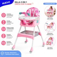 Silla de Comer Ebaby Asiento Reclinable DALI - Rosado
