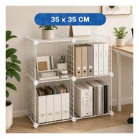 Estructura de Almacenamiento con Rejillas Modulares 16pzs Blanco YNotas
