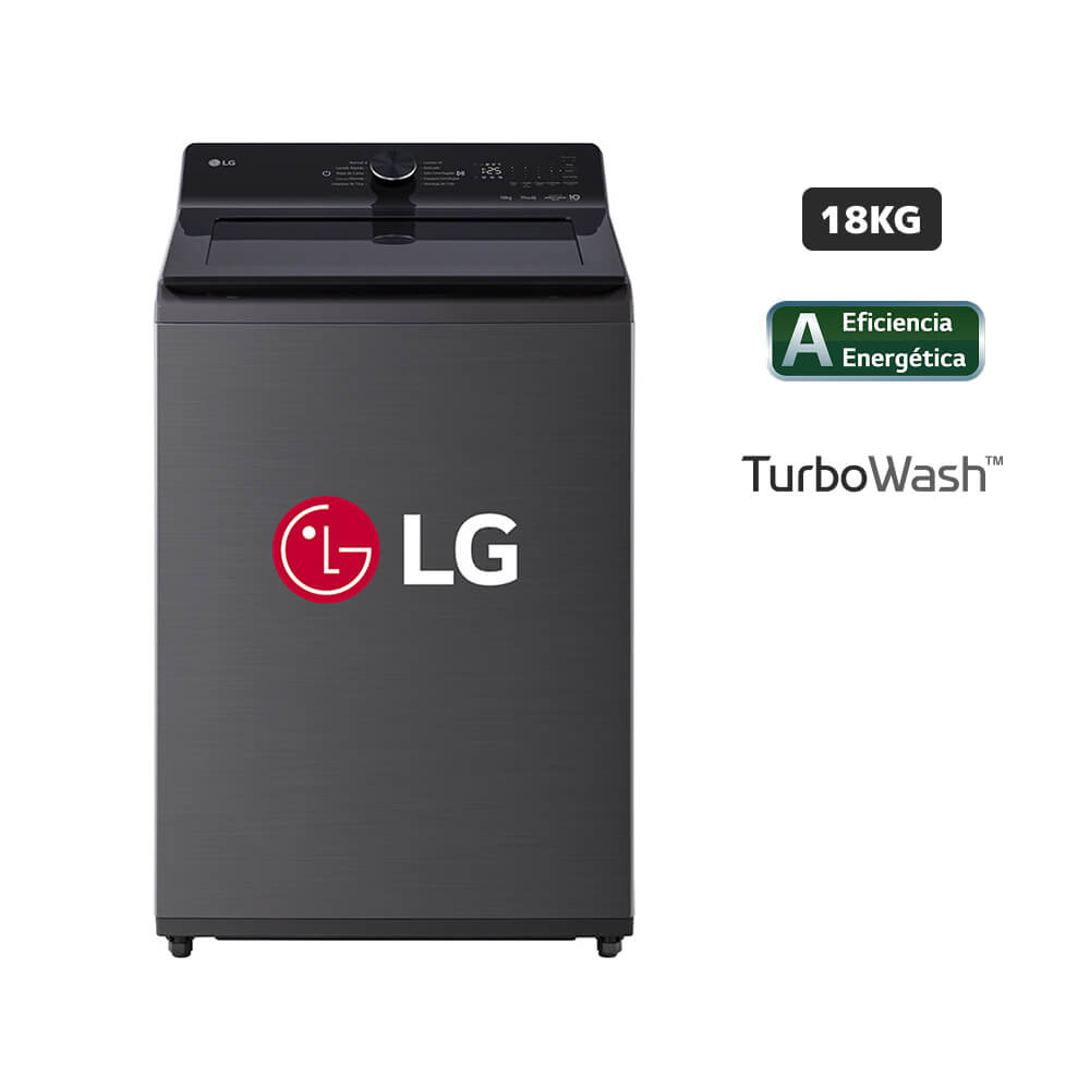 Lavadora LG Carga Superior 18 Kg WT18PBTX Negro Plateado