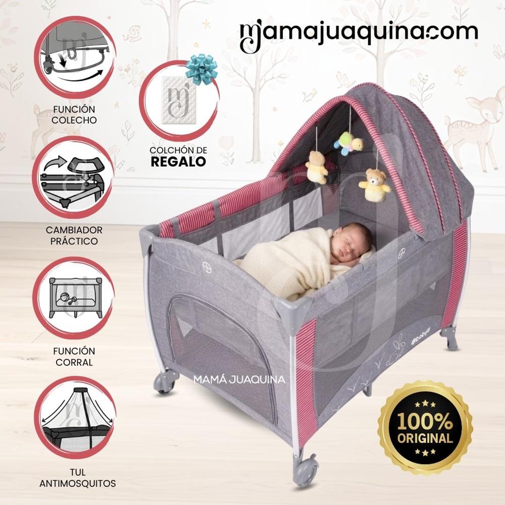 Cuna Corral Mecedora NONA Light Red con Colchón