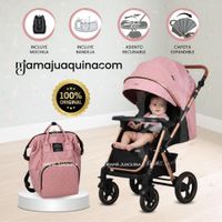Coche Cuna de Lujo GEOBY con Mochila Pink
