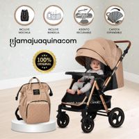 Coche Cuna de Lujo GEOBY con Mochila Beige