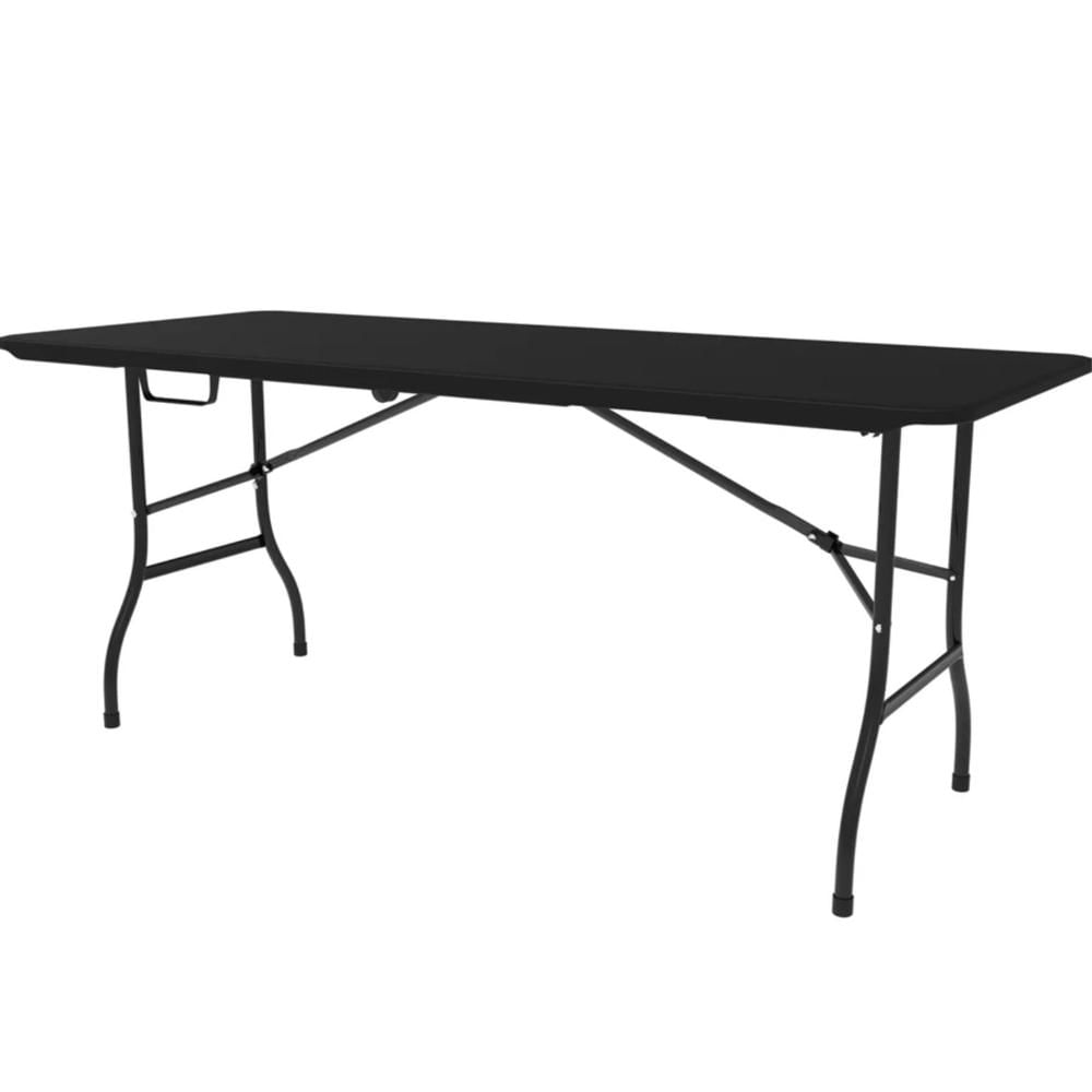 Mesa Plegable Negra 180 cm con Patas Plegables Antideslizantes