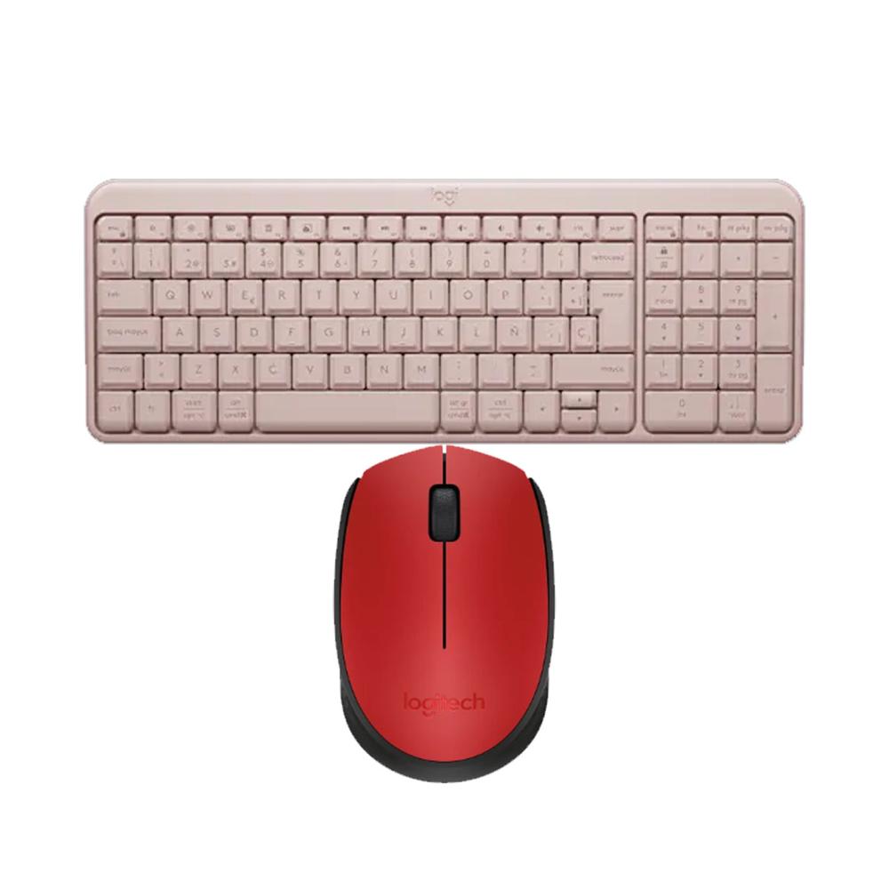 Combo Inalambrico Teclado K250 Rosado y Mouse M170 Rojo Logitech