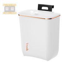 Tacho de Basura Colgante Papelera Contenedor con Tapa H01 Blanco