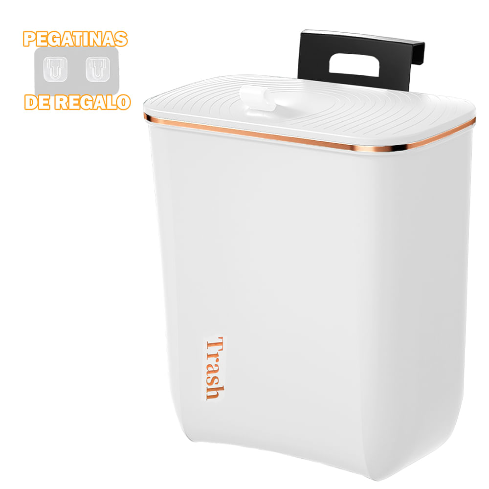 Tacho de Basura Colgante Papelera Contenedor con Tapa H01 Blanco