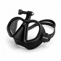 Visor de Buceo de Vidrio Templado con Soporte para Cámara Negro