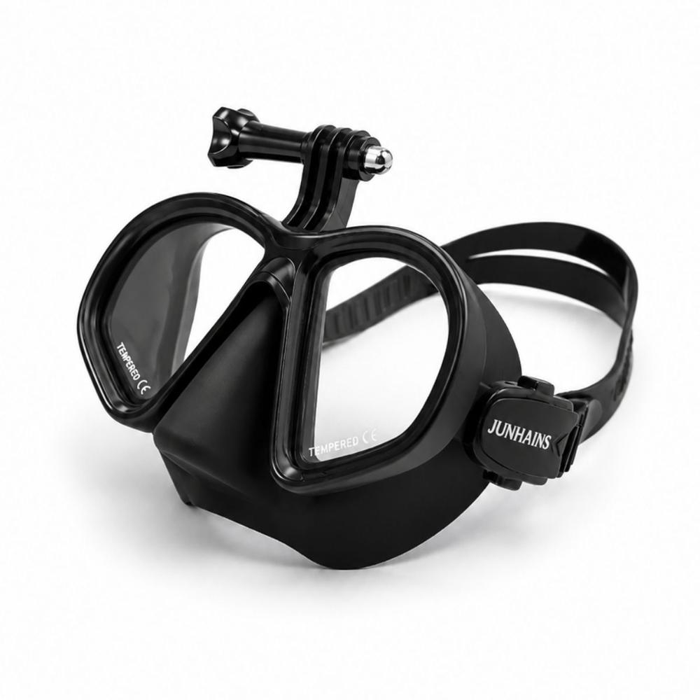 Visor de Buceo de Vidrio Templado con Soporte para Cámara Negro