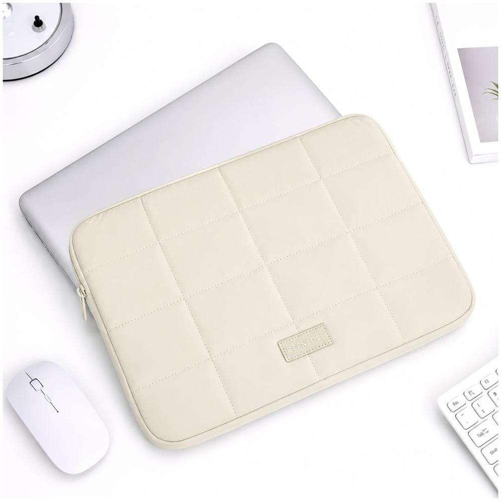 Funda Estuche Acolchado para Laptop 14 Protector Antigolpes con Cierre Crema