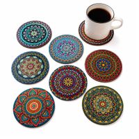 SET DE 8 PORTA VASOS POSA VASOS MANDALAS DE MADERA