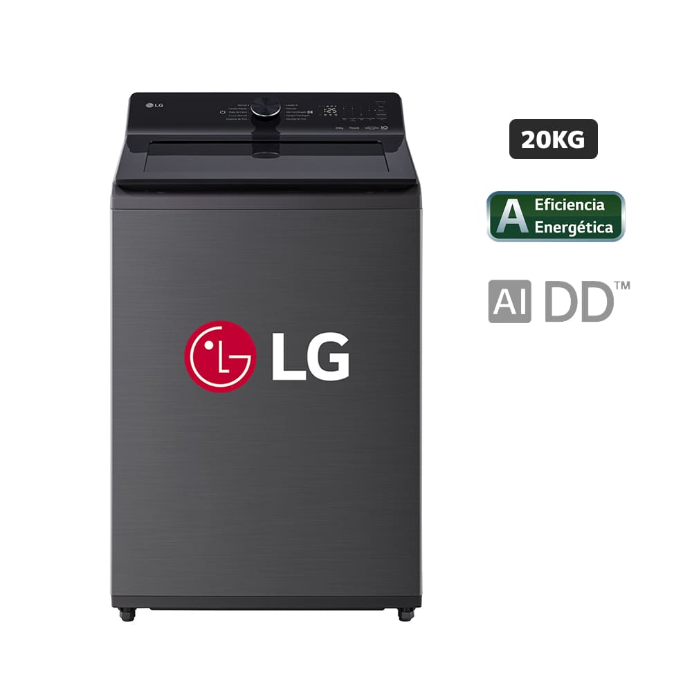 Lavadora LG Carga Superior 20 Kg WT20PBTX Negro Plateado