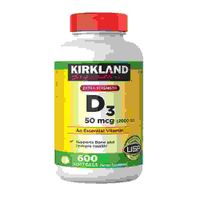 Kirkland Signature Extra Strength Vitamina D3 50 mcg 600 cápsulas blandas