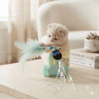Juguete para Gatos Interactivo Varita de Plumas con Cascabeles y Cintas