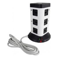 Torre Vertical Extensión Eléctrica Inteligente de 12 Salidas y 3 Puertos USB de 2500W cable 2 M