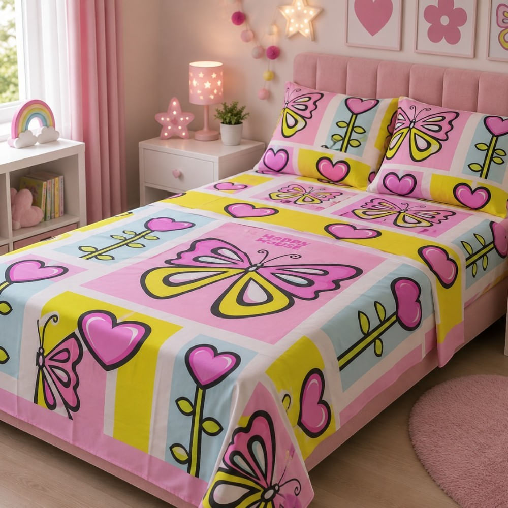 Juego de sabanas kids orma hogar 1.5 plazas mariposa