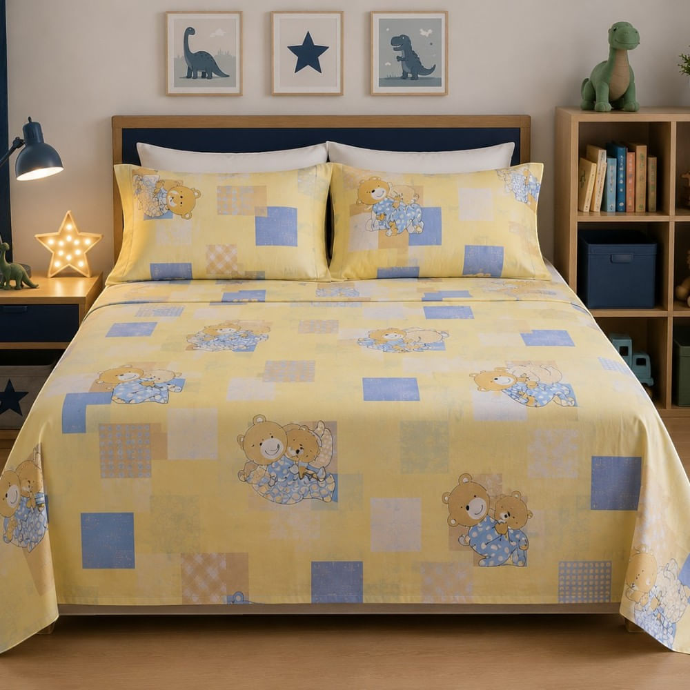 Juego de sabanas kids orma hogar 1.5 plazas osito yellow