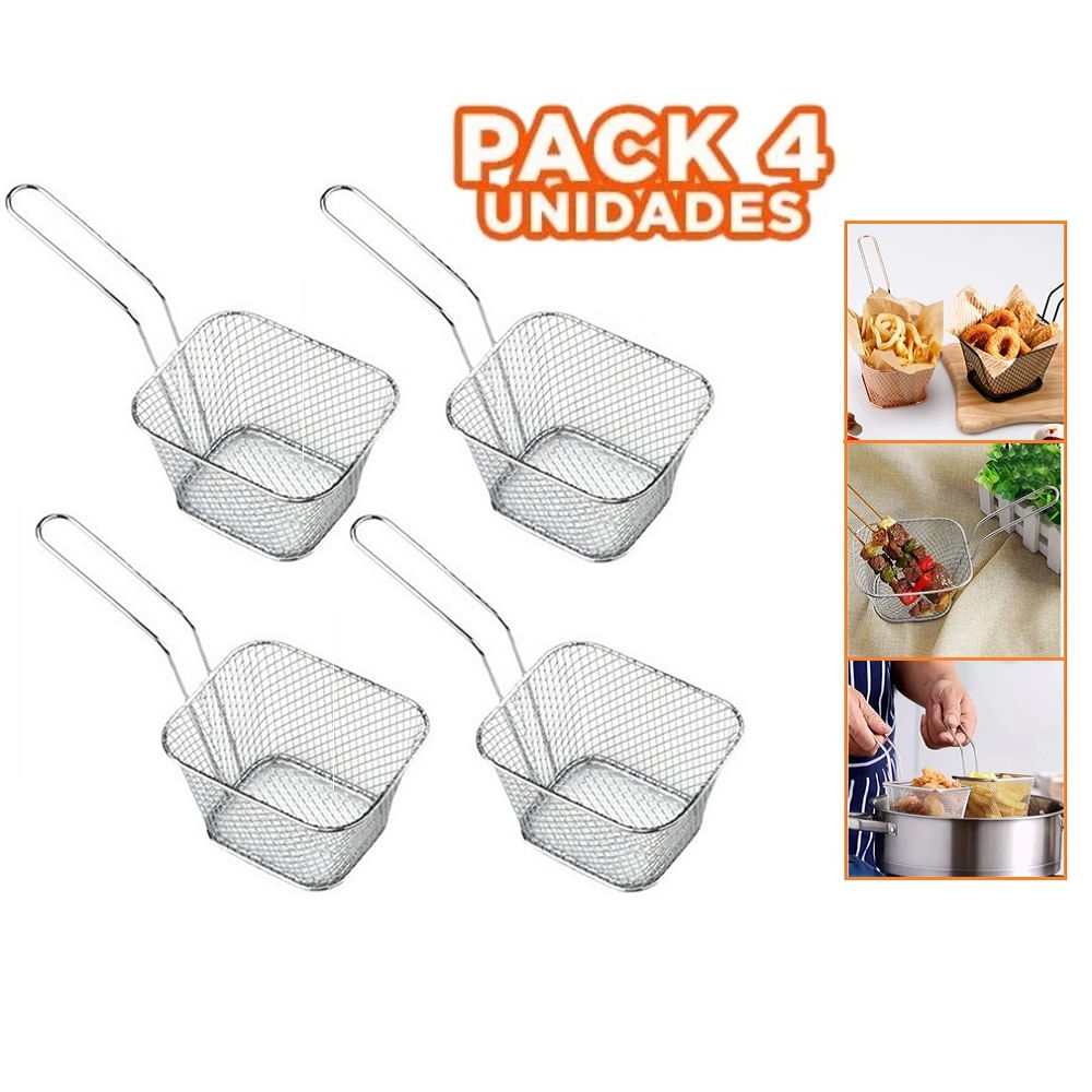 Mini Cesta para Papas Fritas Piqueos Canastilla x 4 unidades